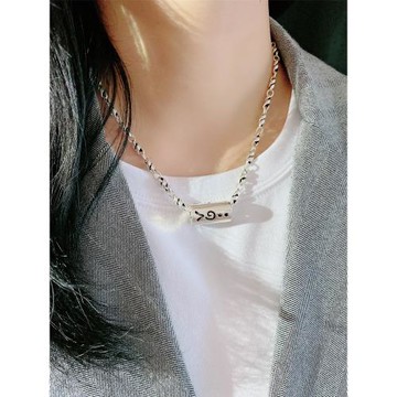 泰銀項鏈六字真言女款短鏈時尚個性粗獷S925純銀復古鏈子大氣優雅