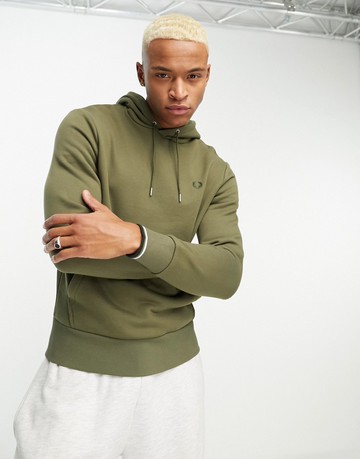 Fred Perry tipped hoodie in khaki-Green