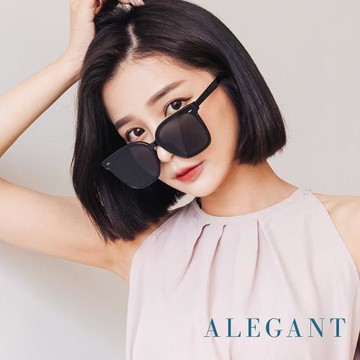 【ALEGANT】月牙黑韓版中性貓眼方框墨鏡│UV400太陽眼鏡│日不落城市光點
