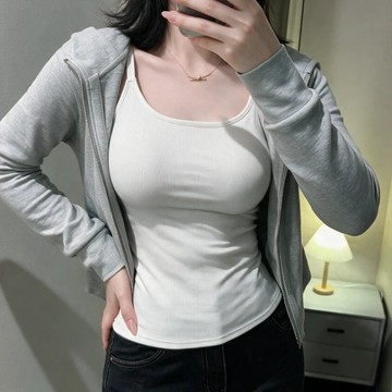 26813L_【四季內搭】大胸吊帶固定一體杯背心加大加高領口不走光健身不跑杯