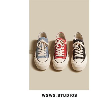 網上無雙~經典復古厚底帆布鞋女百搭透氣系帶休閑運動滑板鞋單鞋