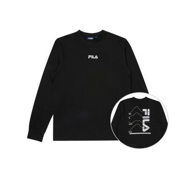 FILA官方直營 中性長袖圓領T恤-黑色 1TEY-5805-BK