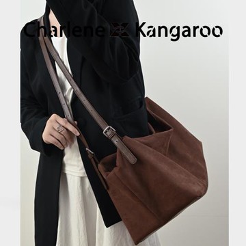 CHARLENE&KANGAROO磨砂枕頭包女波士頓單肩包通勤腋下包保齡球包