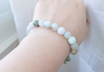 【親翠】天然翡翠 冰潤清新小率性8mm圓珠多寶手環 手圍16適合