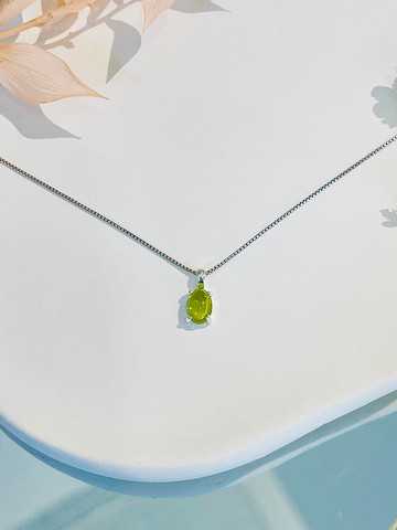 橄欖石簡約7mmx4mm鎖骨項鍊財富之光助自身氣場消除負能量