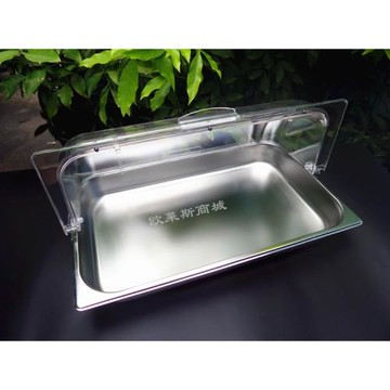 304不銹鋼展示盤帶透明保鮮蓋食物盤帶蓋面包托盤自助餐水果盤蓋