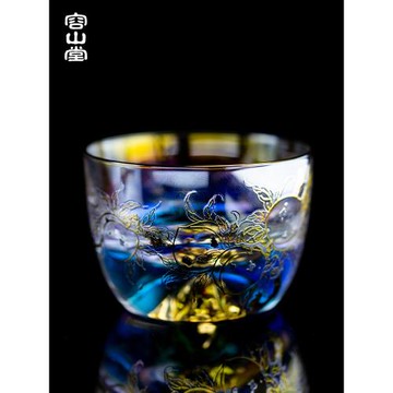 容山堂加厚玻璃藏金杯主人杯煥彩金銀燒茶杯品茗杯個人杯中式茶具