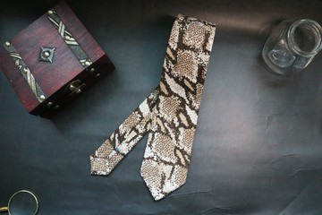 蟒蛇纹领带狂野型男搭配bolotie日常百搭领带礼物