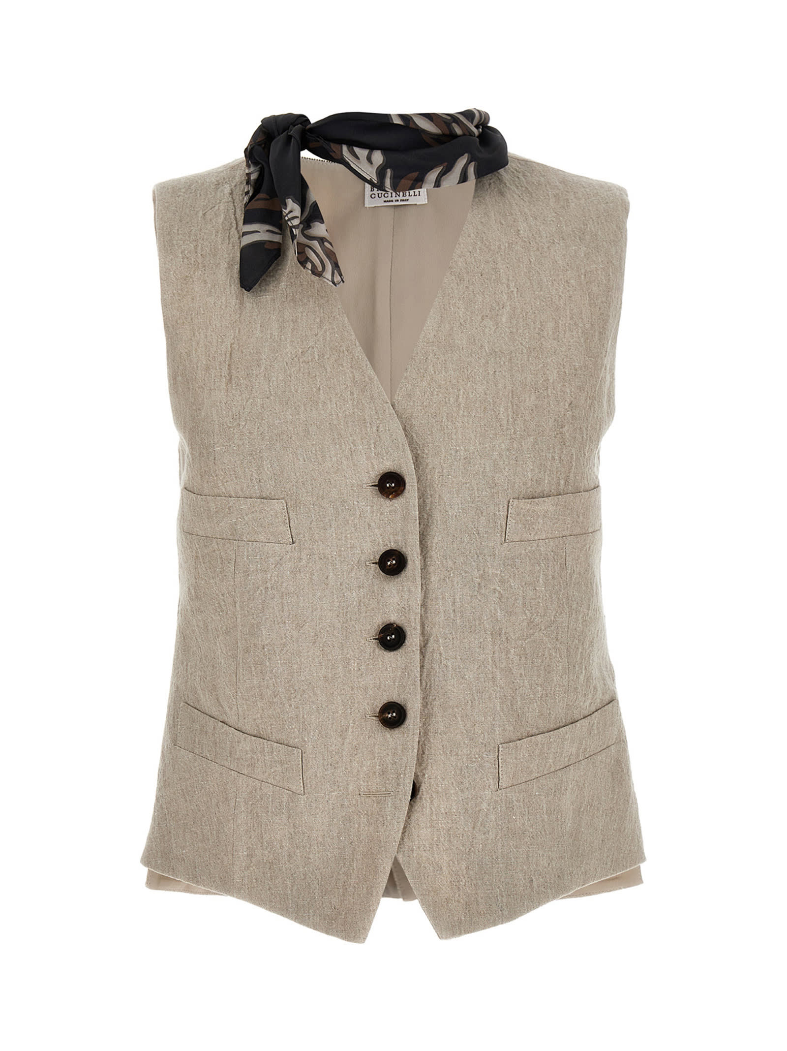 Scarf Linen Vest Brunello Cucinelli