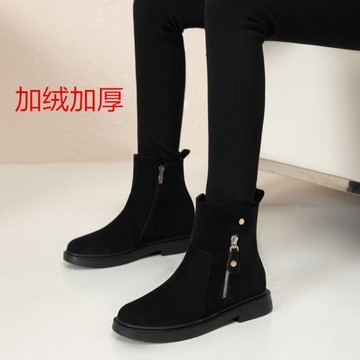 馬丁靴加絨加厚保暖東北大棉鞋雪地靴女平底短靴大碼女靴41—43冬