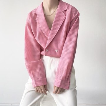 炸街襯衫男長袖秋季時髦格紋氣質西裝領襯衣網紅韓版痞帥設計感潮