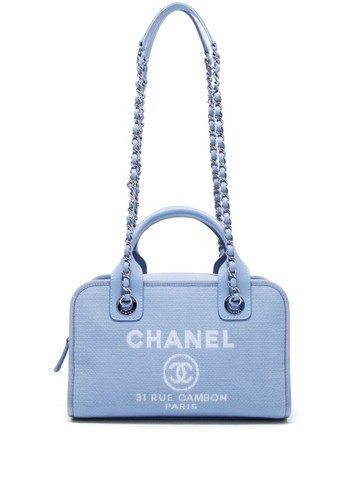 CHANEL Pre-Owned - 2022 Deauville two-way bag - women - Cotton - One Size - Blue