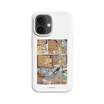 iPhone 16 SolidX 白 - 湯姆貓與傑利鼠 Tom and Jerry - 復古漫畫風