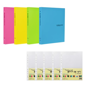 ECO Chungwoon A4彩色資料夾 40頁 4本套裝 附透明補充頁20張5入  顏色隨機  1組
