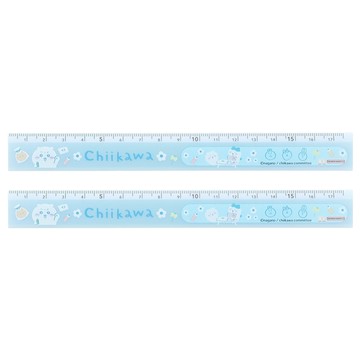 sun-star 卡通直尺 17.5cm  吉伊卡哇花朵藍色款  2支