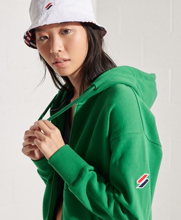 Superdry Women's Women's Code Sportstyle Zip Hoodie Green / Oregon Green - Size: 12 Size: 8