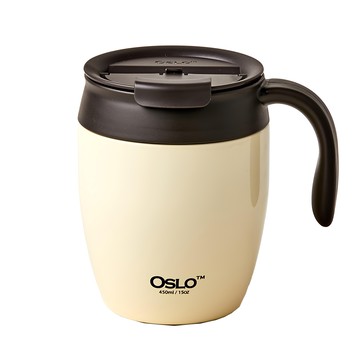 OSLO 蘋果造型 隨行馬克杯 450ml 不鏽鋼 雙層  象牙白色  1個