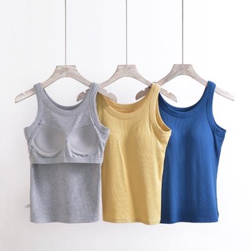 莫代爾吊帶背心女內搭帶胸墊一體免穿文胸美背長款bra打底內衣夏