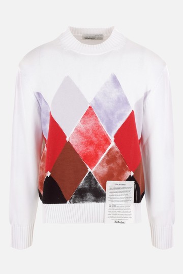 BALLANTYNE Raw Diamond cotton pullover with Argyle motif Man