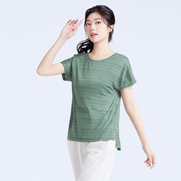 吸排運動條紋側開衩寬版上衣