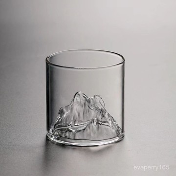 日式觀山杯大師三汀富士火山玻璃杯高顔值酒杯耐熱威士忌家用茶杯