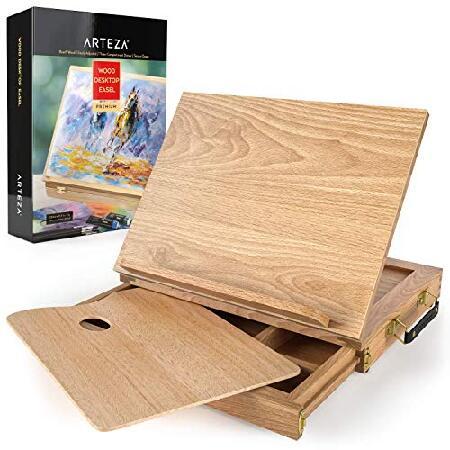 ARTEZA Wooden Desktop Easel with Drawer and Palette, Ideal for Portable Sketching, Drawing, and Painting with a Variety of Mediums