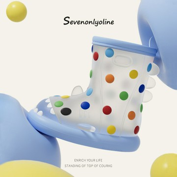 彩虹豆鯊魚兒童雨鞋男女童小孩防滑2024新款小童寶寶雨靴卡通水鞋鑫弘-萌寶童裝可開發票