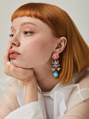 Rose Earrings Pink