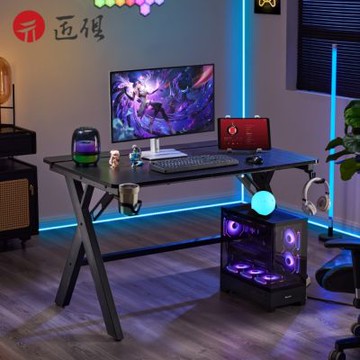 電競房臺式電腦桌 碳釺維紋理 附杯架理綫盒 120x60x75CM 辦公桌 電腦桌 電競桌 工作臺 游戲桌