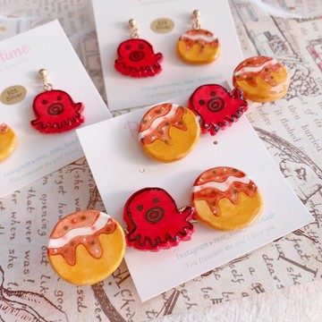 手繪 日式 章魚燒 | 章魚丸子 髮夾