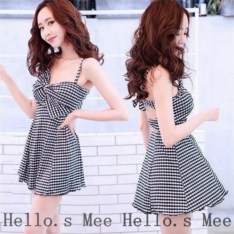 水着レディース体型カバー水着ワンピース型ショートパンツ水着2点セットリボンチェック柄水着韓国風40代可愛いスイムウェア温泉ママ水着 通販 Lineポイント最大0 5 Get Lineショッピング