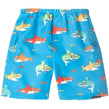 英國 JoJo Maman BeBe - 嬰幼兒/兒童長版泳褲-鯊魚家族