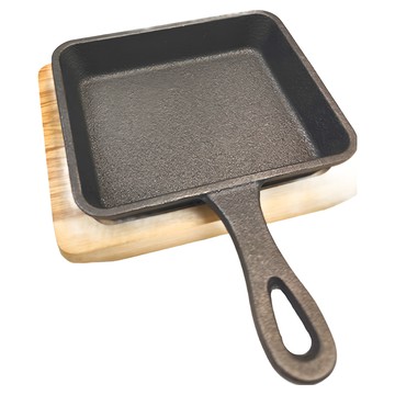 Artesa 木盤迷你單柄鑄鐵煎烤盤套裝 生鐵與楓木材質  1組