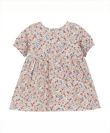 Liberty短袖洋裝(棕褐色玫瑰)74cm