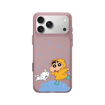 iPhone 17 Pro Max Clear (相機按鈕) 晶醺玫 - 蠟筆小新 Crayon Shinchan - 小新小白雨天散步