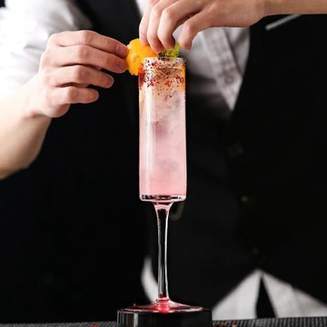 圓筒香檳杯氣泡杯 創意玻璃杯高腳杯 特調雞尾酒杯 酒吧直筒酒