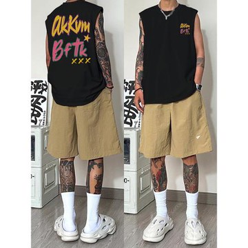 vibe嘻哈潮牌純棉背心坎肩男夏季新款高街美式簡約透氣高級感上衣