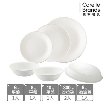 【美國康寧】CORELLE 純白6件式碗盤組-F16