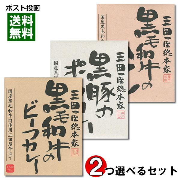 三田屋総本家 黒毛和牛のビーフカレー＆黒豚のポークカレー＆黒毛和牛のハヤシ から2つ選べる詰め合わせセット