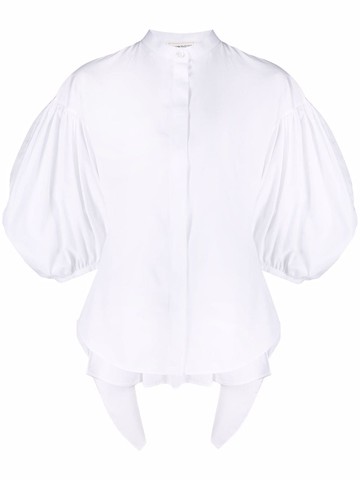 Alexander McQueen - balloon-sleeved shirt - women - Cotton - 38 - White