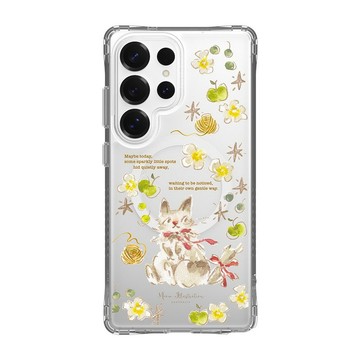 Meow illustration蘋果花與貓防摔透明SAMSUNG手機殼