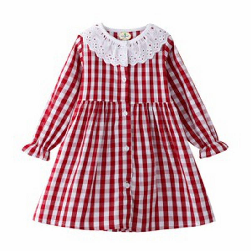 店内全品3000円以上で送料無料 シャツワンピース 子供服 キッズ 女の子 長袖 チェック柄 レースフリル 秋服 可愛い 人気 通販 Lineポイント最大1 0 Get Lineショッピング