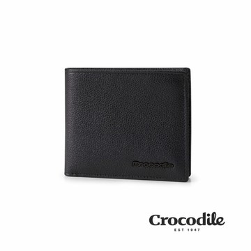 Crocodile鱷魚皮件 錢包 男生短夾 雙鈔 8卡薄款 Bern伯恩系列-0103-11204-黑色