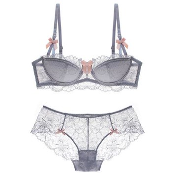 秋季插片文胸罩法式純棉內襯聚攏上托女性感蕾絲邊刺繡內衣套裝