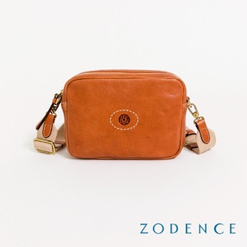 ZODENCE HAN義大利植鞣革方型斜背小包-經典駝