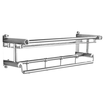 無痕不鏽鋼浴室置物架 毛巾架/浴巾架/折疊浴室架/浴室置衣架  420 x 160 x 70mm  無色  1個