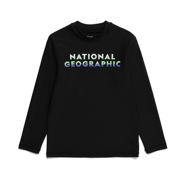 童裝 大LOGO 長袖防曬衣 - 炭黑色