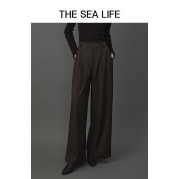 THESEALIFE歐海一生 高腰垂墜感西裝褲女秋冬闊腿褲V12635