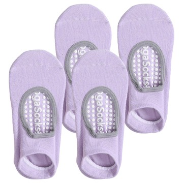 NNS 防滑瑜伽襪 圓頭露背款 淺紫 均碼 Set 2 精選棉質+PVC防滑粒  F22~25cm