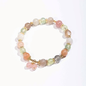 彩月光石葡萄石粉水晶手鍊 | 天然水晶手鍊禮物